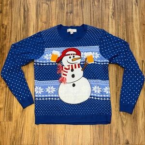 Jolly sweaters women’s men’s large sweater Blue Snowman holiday Christmas ugly